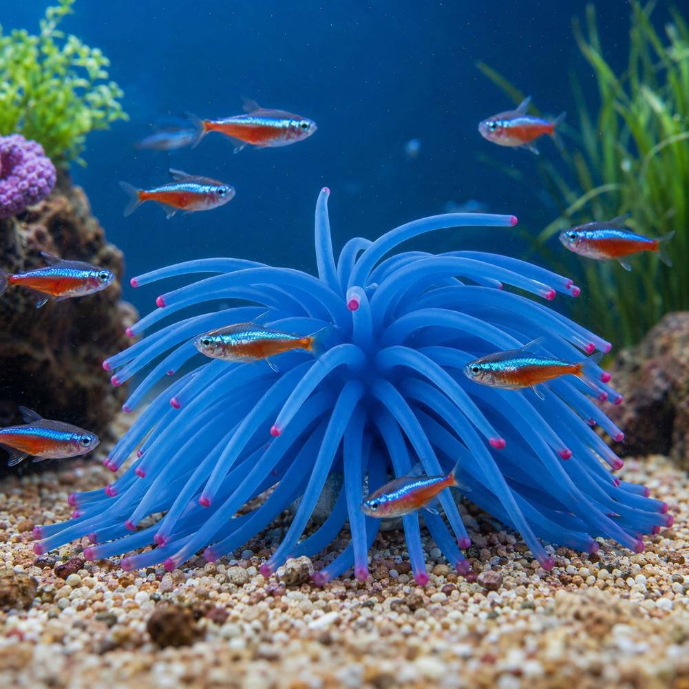 Aquarium Fish Accessories - Fish Tank Ornament Silicone Sea Anemone