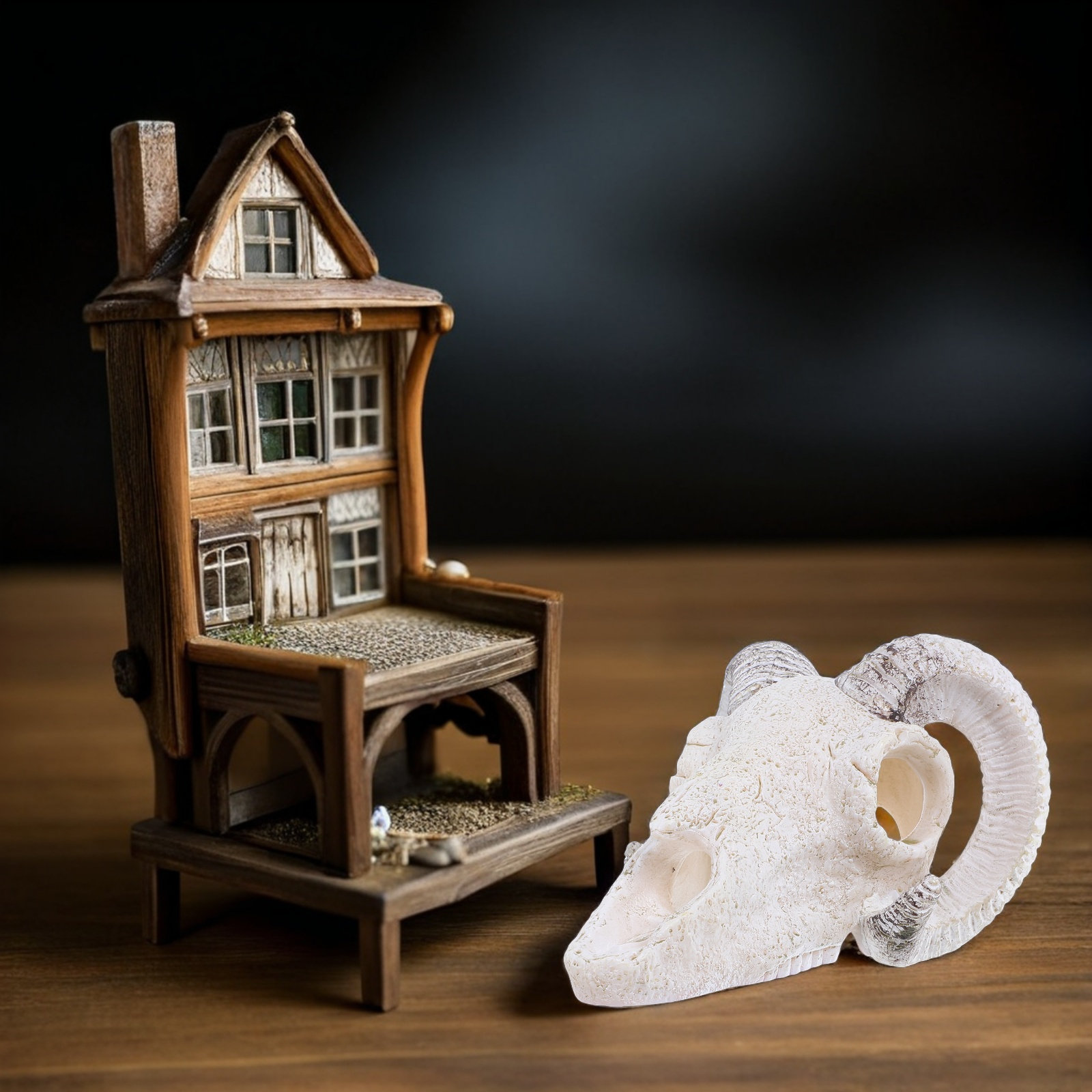 Aquarium Fish Hideout - Realistic Bull Skull Hideout Aquarium Skull