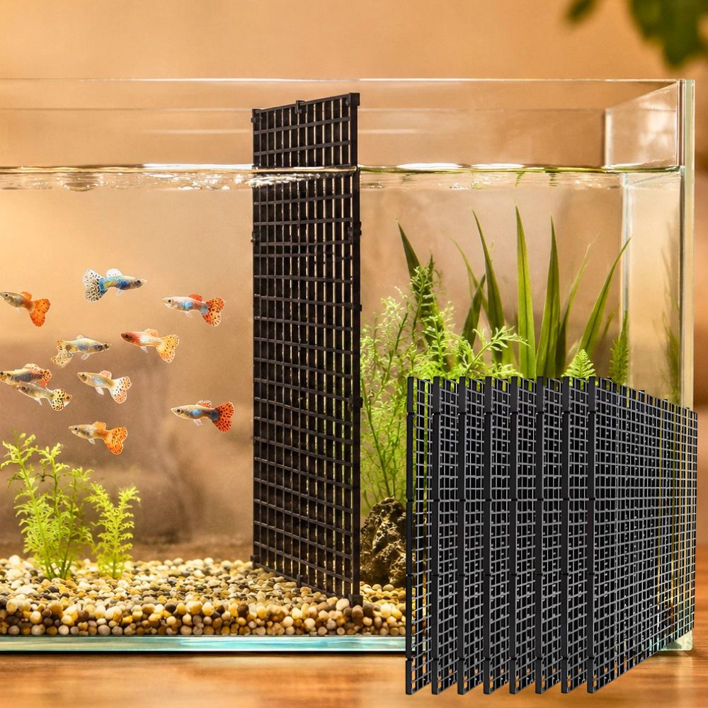Aquarium Fish Elevator - 14pcs Black Plastic Aquarium Grid Mesh